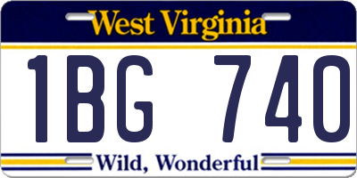WV license plate 1BG740