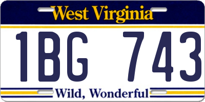 WV license plate 1BG743
