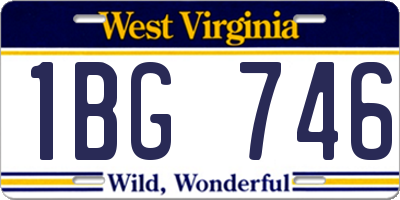 WV license plate 1BG746