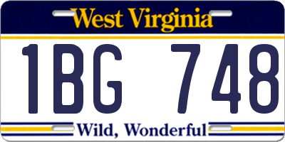 WV license plate 1BG748