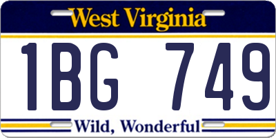 WV license plate 1BG749