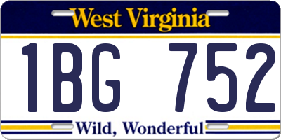 WV license plate 1BG752