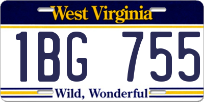 WV license plate 1BG755