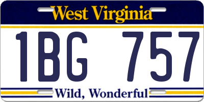 WV license plate 1BG757
