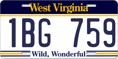 WV license plate 1BG759