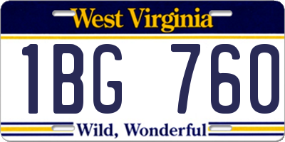 WV license plate 1BG760