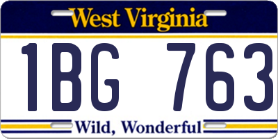 WV license plate 1BG763