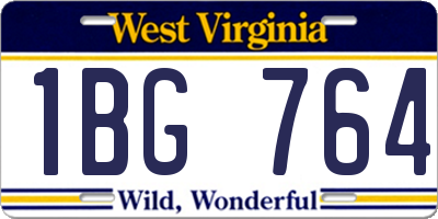 WV license plate 1BG764