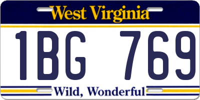 WV license plate 1BG769