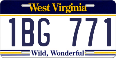 WV license plate 1BG771
