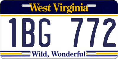 WV license plate 1BG772
