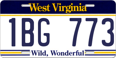 WV license plate 1BG773
