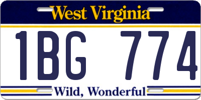WV license plate 1BG774
