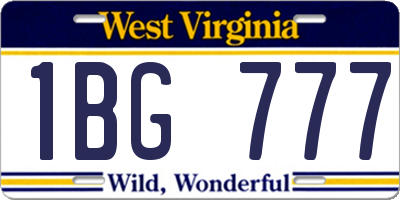 WV license plate 1BG777