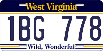 WV license plate 1BG778