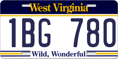 WV license plate 1BG780