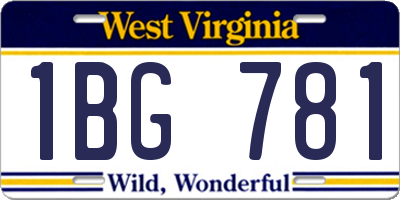 WV license plate 1BG781