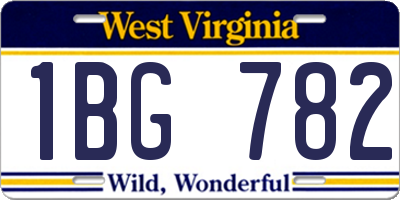 WV license plate 1BG782