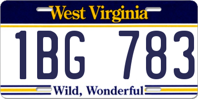 WV license plate 1BG783