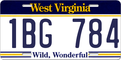 WV license plate 1BG784