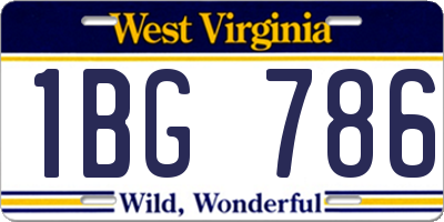 WV license plate 1BG786