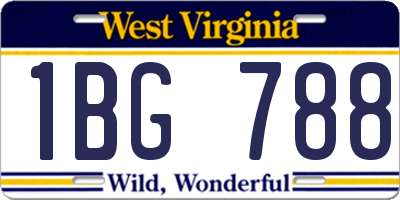 WV license plate 1BG788