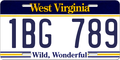 WV license plate 1BG789