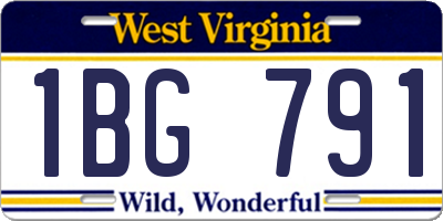 WV license plate 1BG791