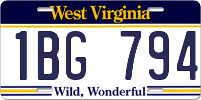 WV license plate 1BG794
