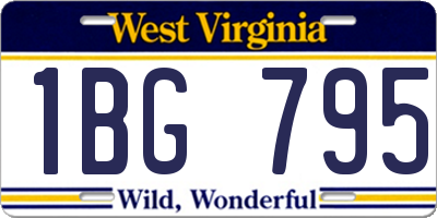 WV license plate 1BG795