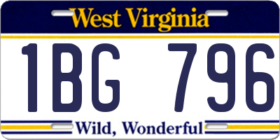 WV license plate 1BG796