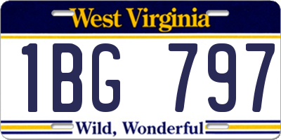 WV license plate 1BG797