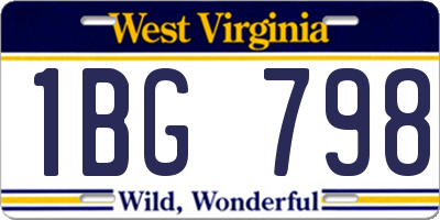 WV license plate 1BG798