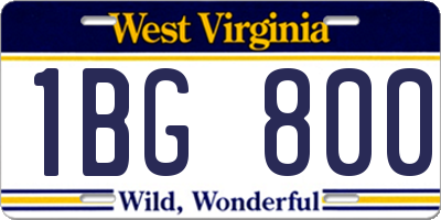WV license plate 1BG800