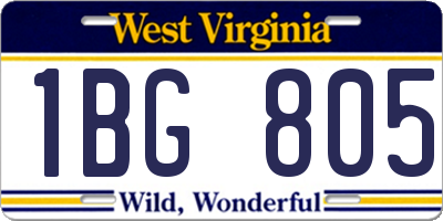 WV license plate 1BG805