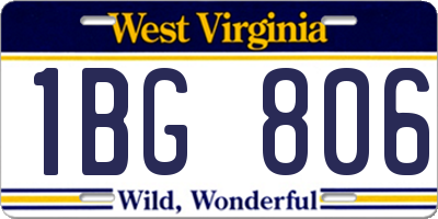 WV license plate 1BG806