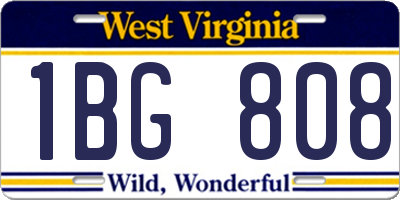 WV license plate 1BG808