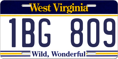 WV license plate 1BG809