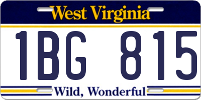 WV license plate 1BG815