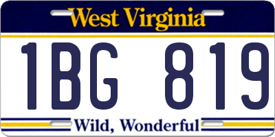 WV license plate 1BG819