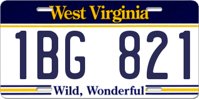 WV license plate 1BG821