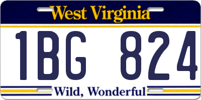 WV license plate 1BG824