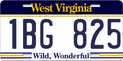 WV license plate 1BG825