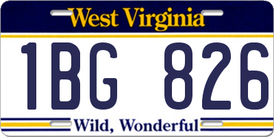 WV license plate 1BG826
