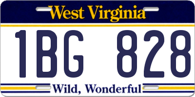 WV license plate 1BG828