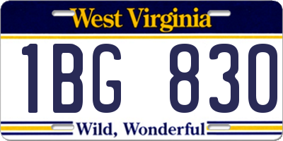WV license plate 1BG830