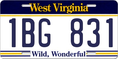 WV license plate 1BG831
