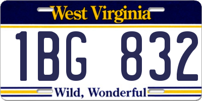 WV license plate 1BG832