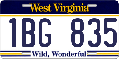 WV license plate 1BG835
