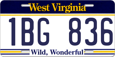 WV license plate 1BG836